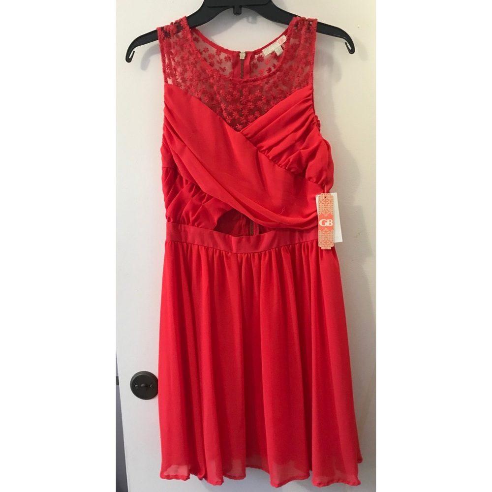 Coral dress with back mesh detail
